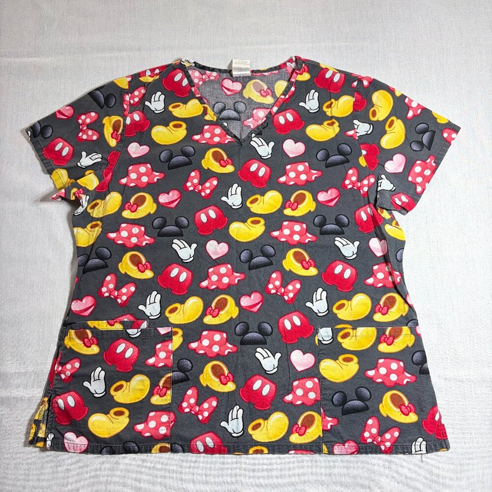 Women's Disney Minnie Mouse Large Scrub Top Shirt V Neck SLL28700TA Medical